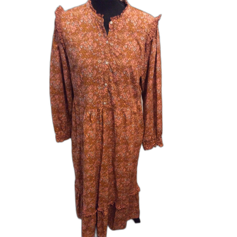 Universal Thread Prairie Farm Midi Dress Large L Ruffles Floral Cottagecore